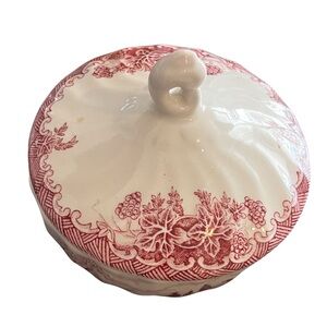 Churchill Pink Willow Covered Sugar Or Trinket Jar Dish